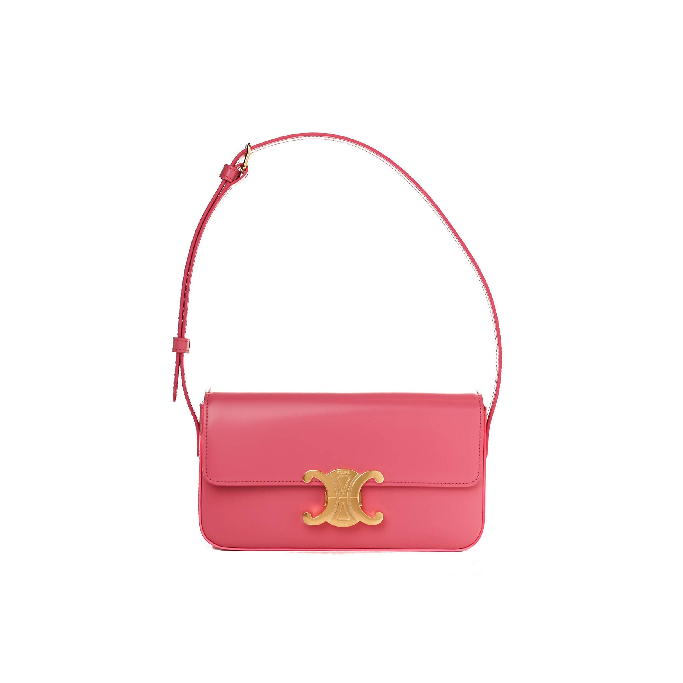 CELINE SHINY CALFSKIN TRIOMPHE FLAMINGO (20*11*4cm)