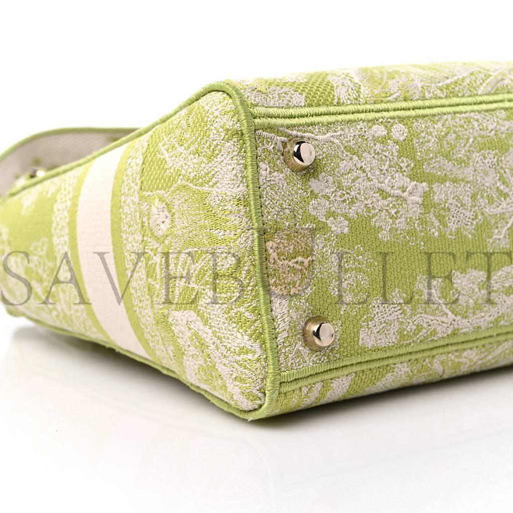 DIOR CANVAS TOILE DE JOUY REVERSE EMBROIDERED MEDIUM LADY D-LITE GREEN (23*18*10.2cm)