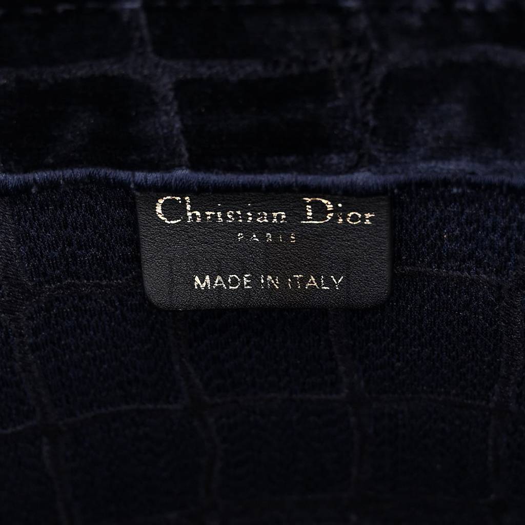 DIOR VELVET MIZZA EMBROIDERED LARGE CROC BOOK TOTE BLEU MULTICOLOR (42*35*15.2cm)