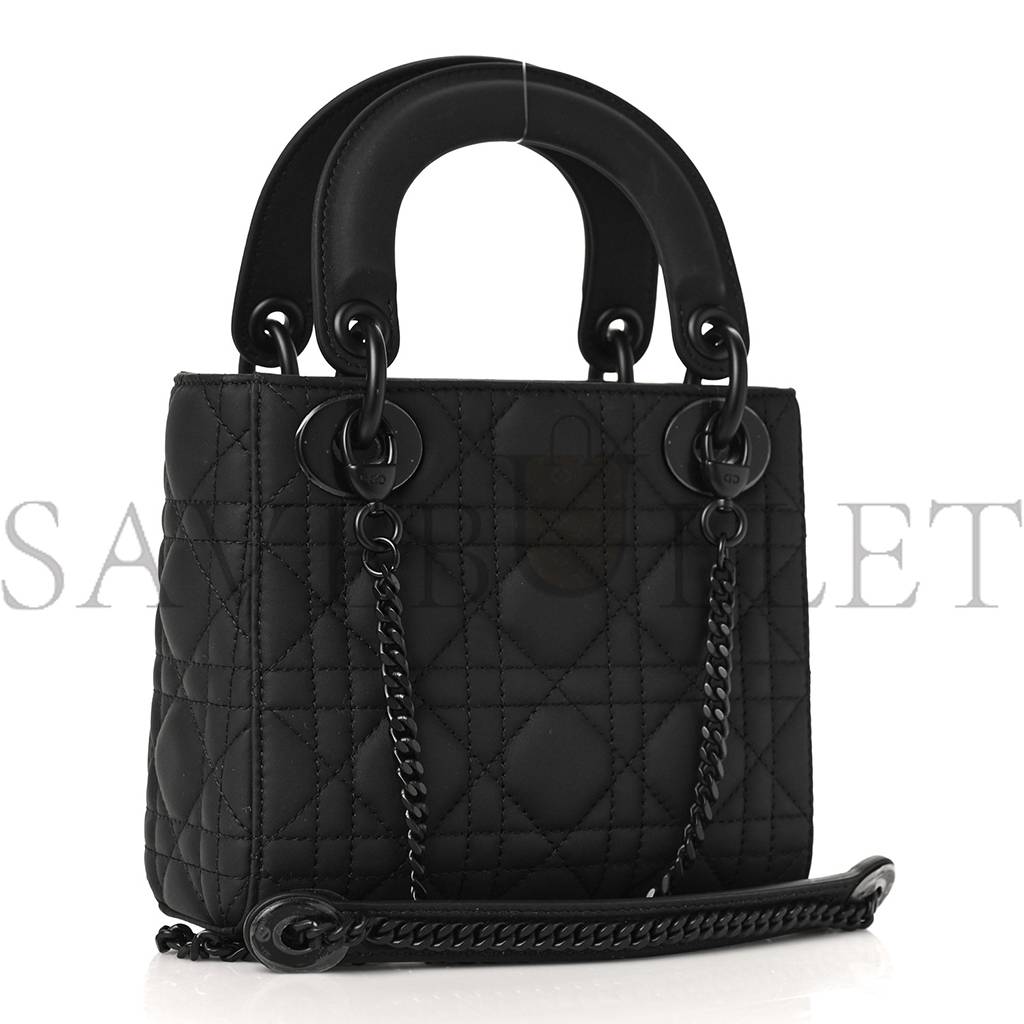 DIOR ULTRA MATTE CALFSKIN CANNAGE MINI LADY DIOR BLACK (17*15*7cm)