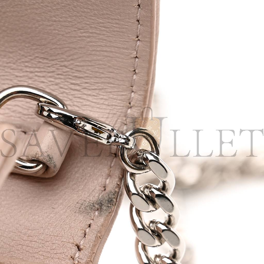 DIOR GRAINED CALFSKIN DIORAMA WALLET ON CHAIN POUCH NUDE (18*13*1.9cm)