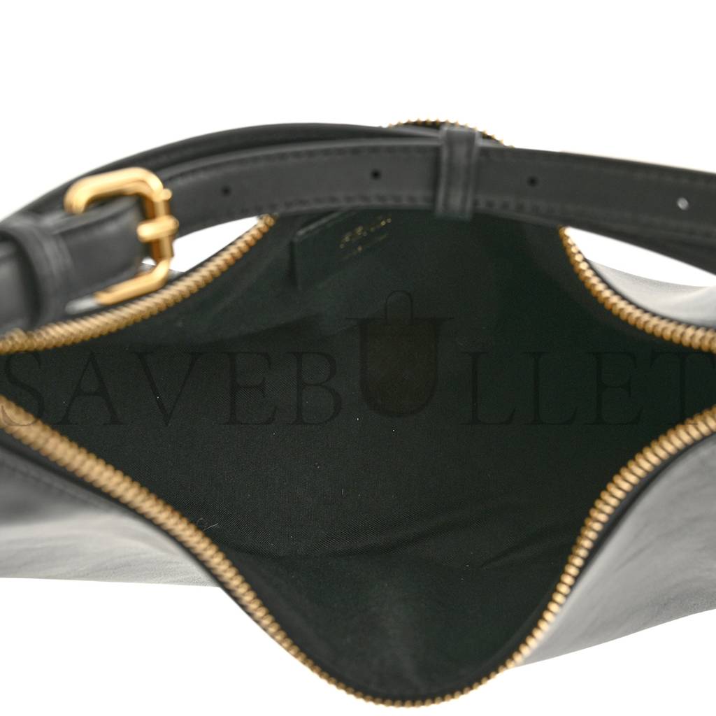 FENDI VITELLO GRACE MATTE SMALL FENDIGRAPHY HOBO BAG BLACK (28*24*9cm)