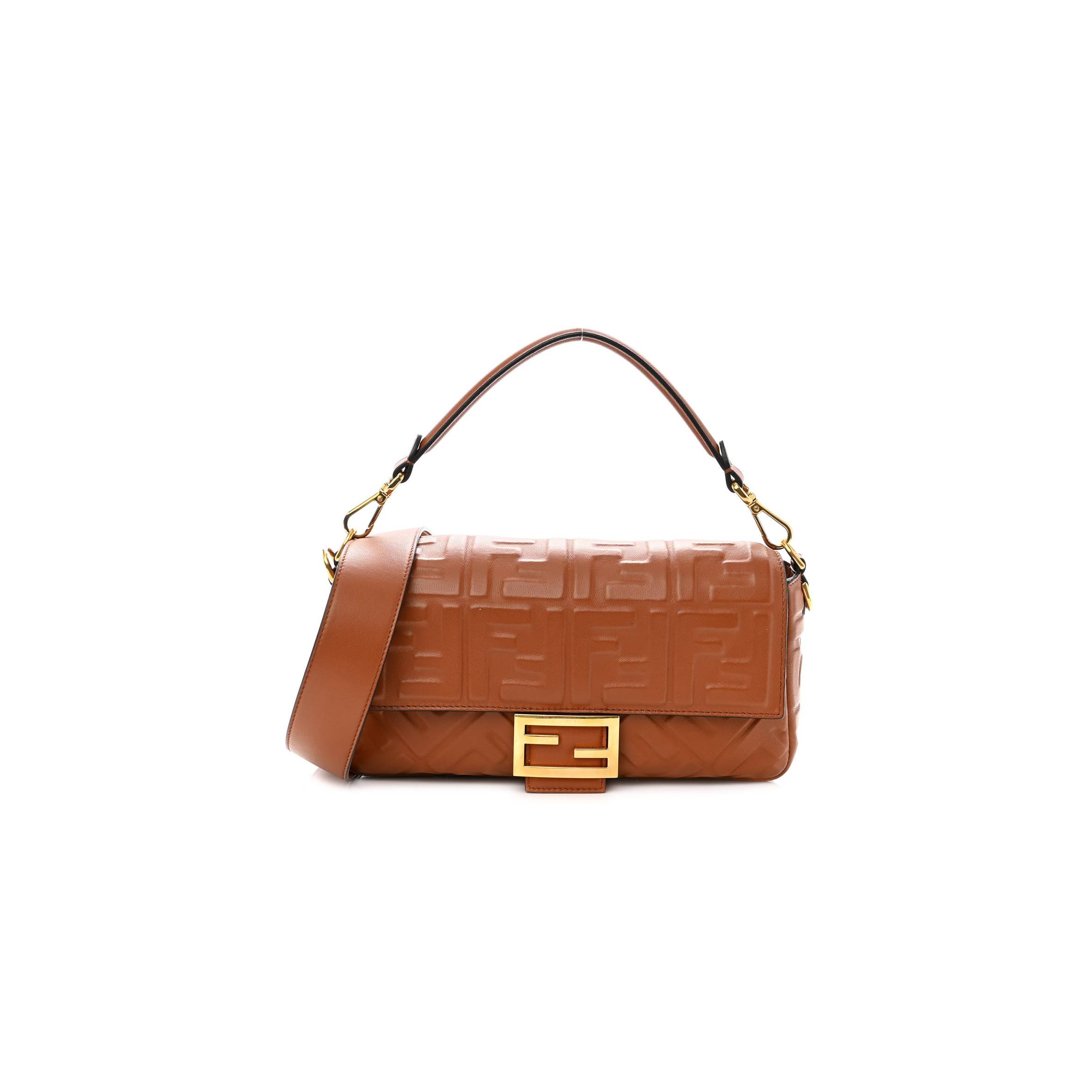 FENDI NAPPA FF 1974 EMBOSSED BAGUETTE COLONIALE (26*16*6cm)