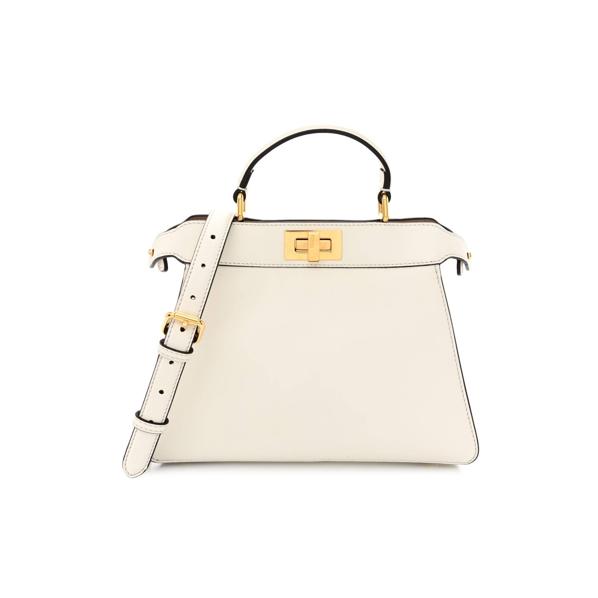 FENDI SHINY NAPPA PETITE PEEKABOO I SEE U SATCHEL WHITE (27*21*10cm)