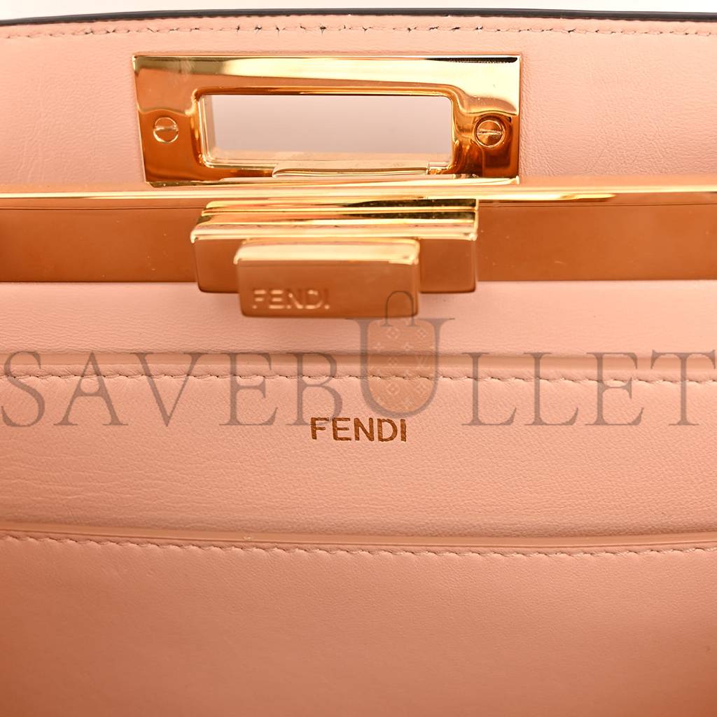 FENDI VITELLO SETA SHINY NAPPA MEDIUM PEEKABOO I SEE U SATCHEL CUOIO LIGHT ROSE (33*25*13cm)